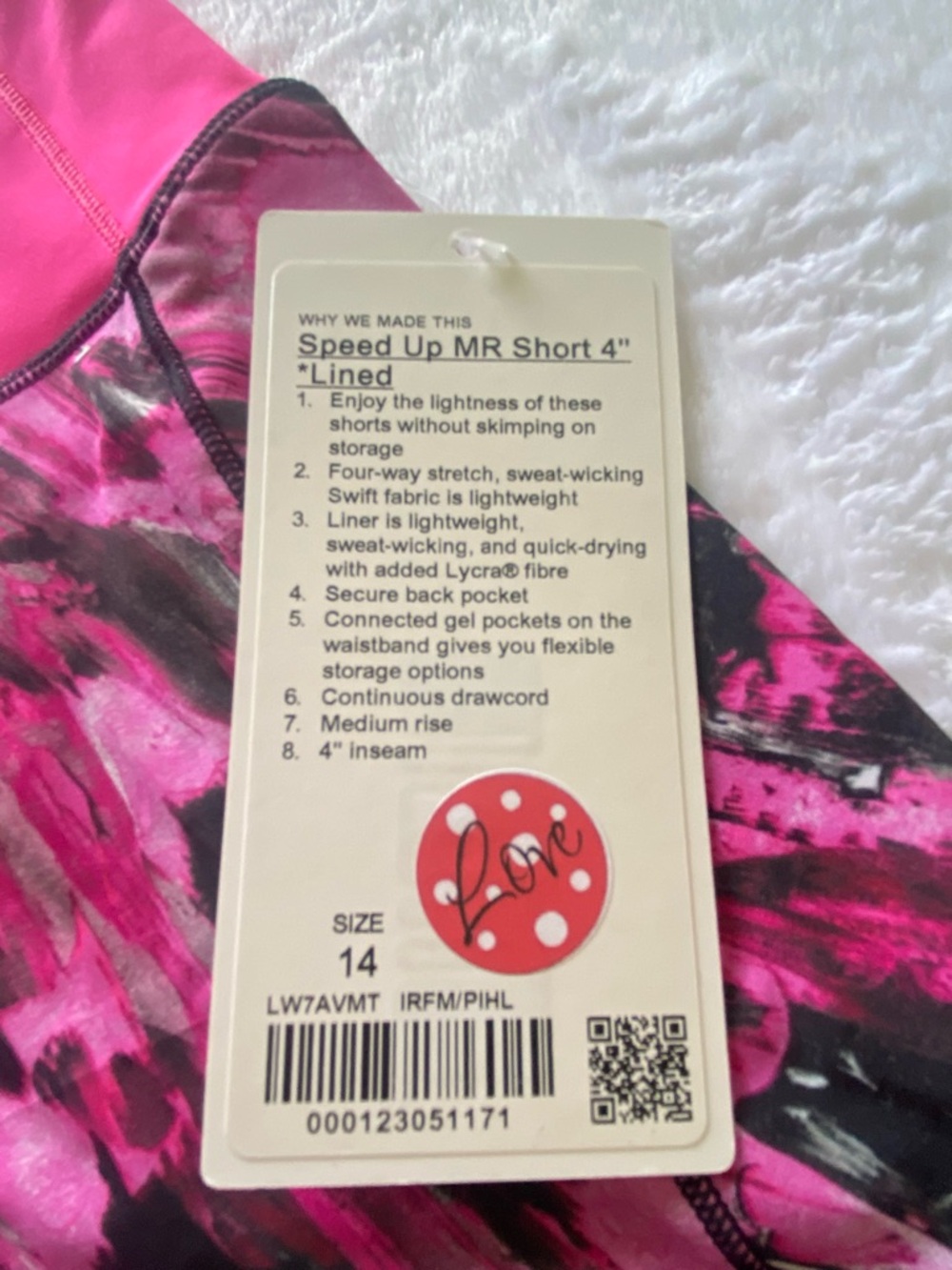 NWT Lululemon Speed Up Shorts Size 14 Mid-Rise 4” Inseam IRFM/PIHL - Picture 8 of 11